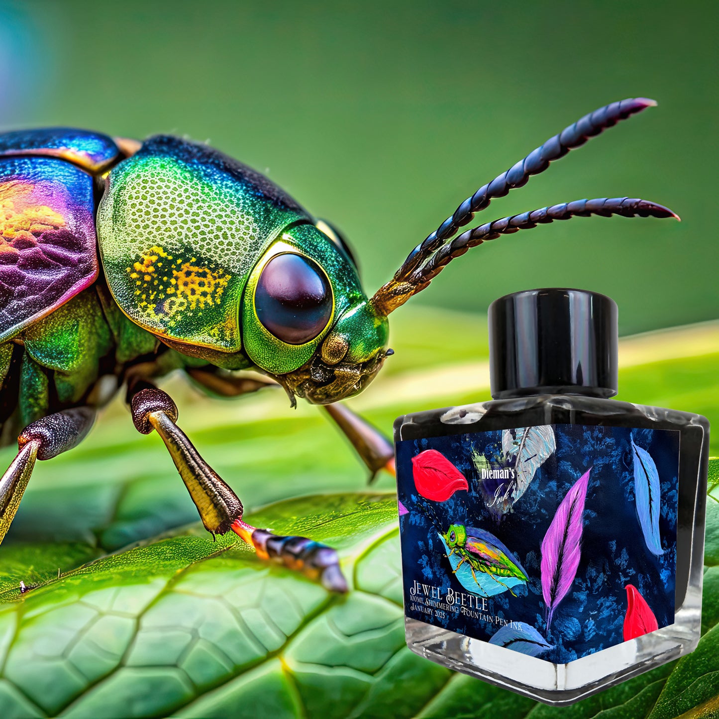 Van Dieman's 2025 January - Jewel Beetle - 100ml Shimmering Fountain Pen Ink