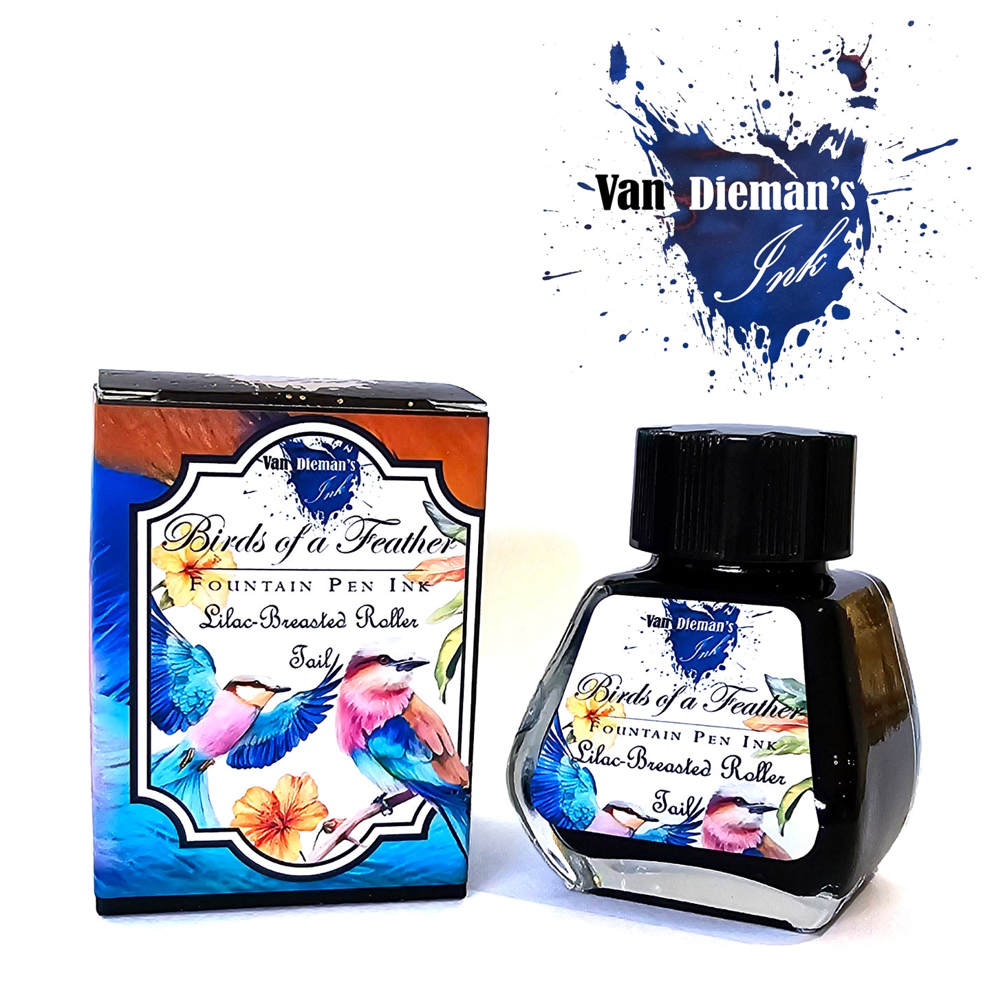 Van Dieman's Birds of a Feather - Lilac Breasted Roller Tail - Fountain Pen Ink